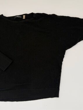 Tahari Woman Black Crewneck Sweater with Dolman Sleeves 1X